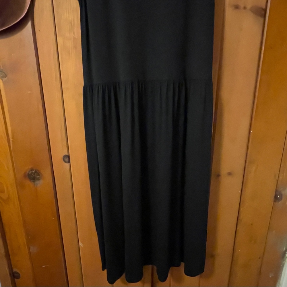 Eileen Fisher Black Lyocell Blend Drop Waist Sleeveless Dress M - Picture 8 of 9